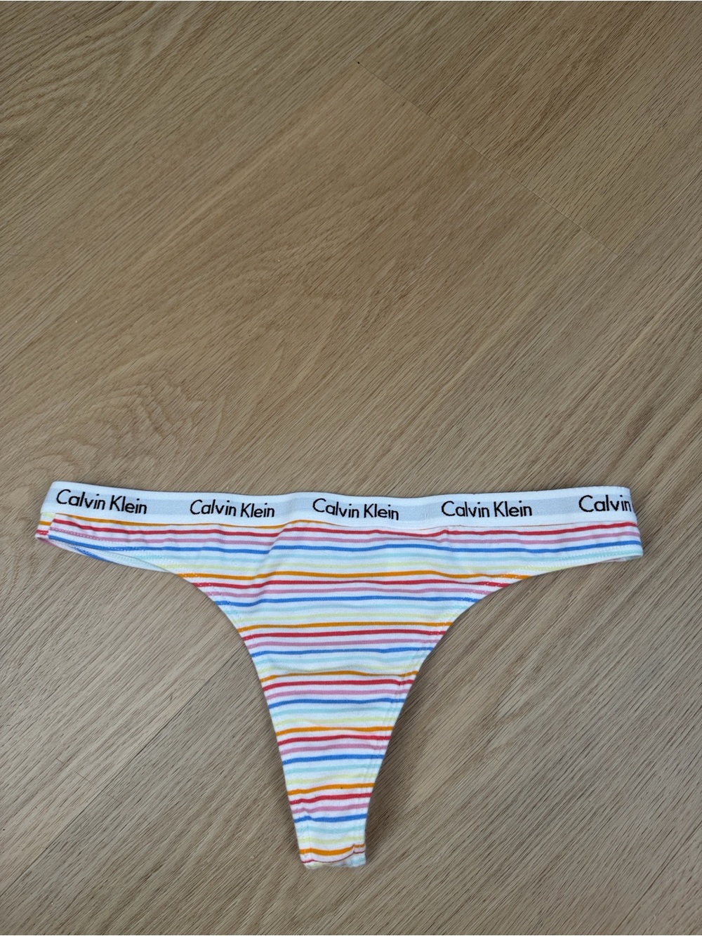 Calvin Klein Underwear Thong Panty with Multicolor Stripes M